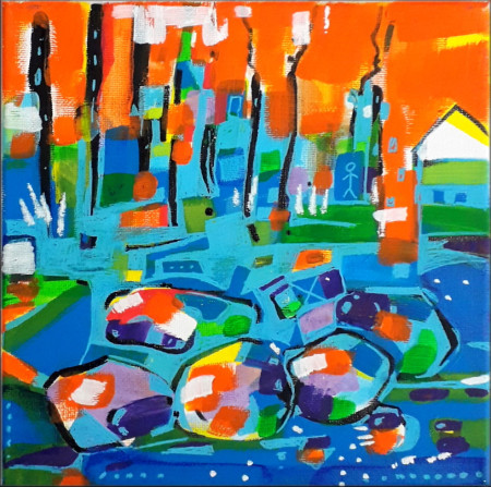 Cestou IV - akryl na plátně 20 x 20 cm - 2026 - 5000,-Kč